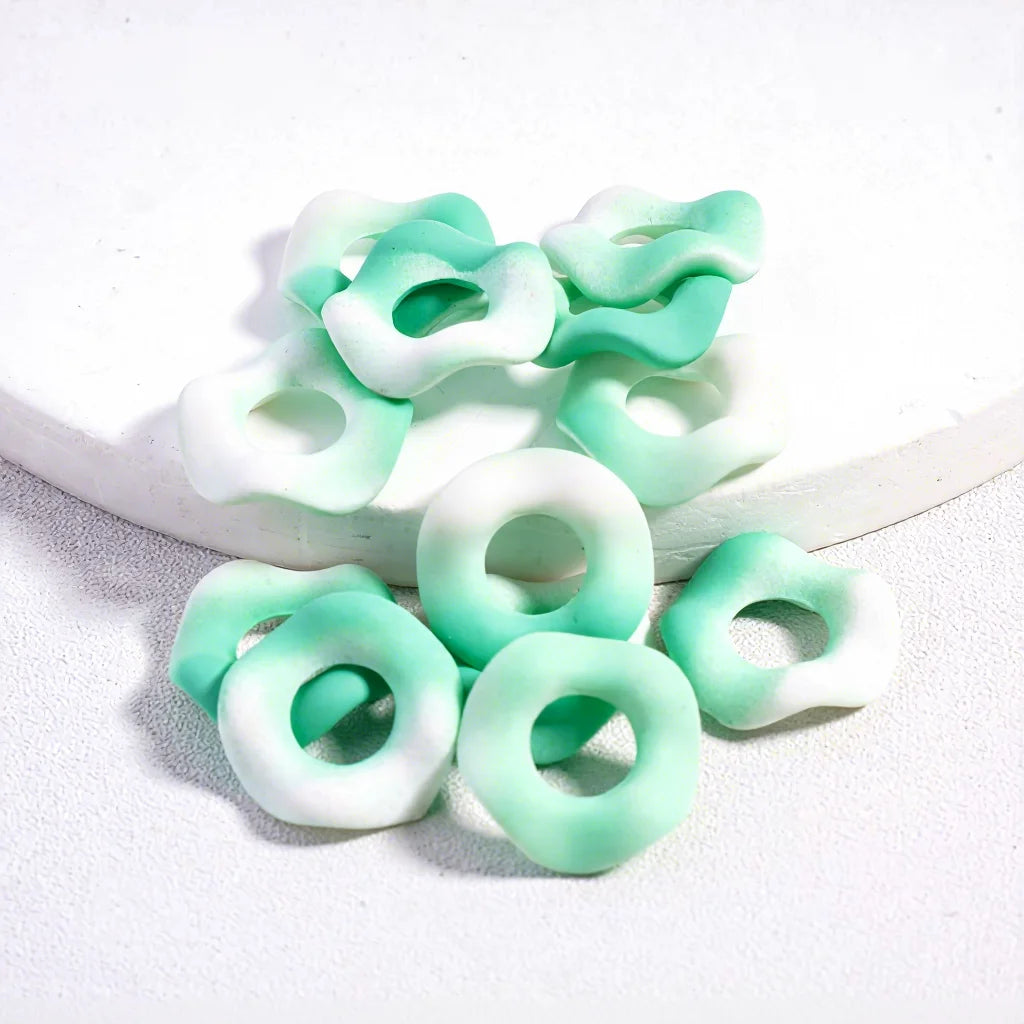 Acrylic Spacer Beads Frosted Matte Wavy Shape Ombre Color 16MM for DIY Beaded Pen Accessories Glitter Macaron