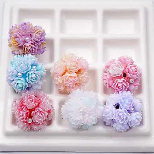 20MM Double Color Shiny Soft Flower Clay Beads With Pearl for Beadable Pen Making Craft Projects