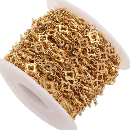 A1466 Non Tarnish Gold Stainless Steel Chain Clover Heart Chain Bulk Necklace Bracelet Jewelry Making Diy