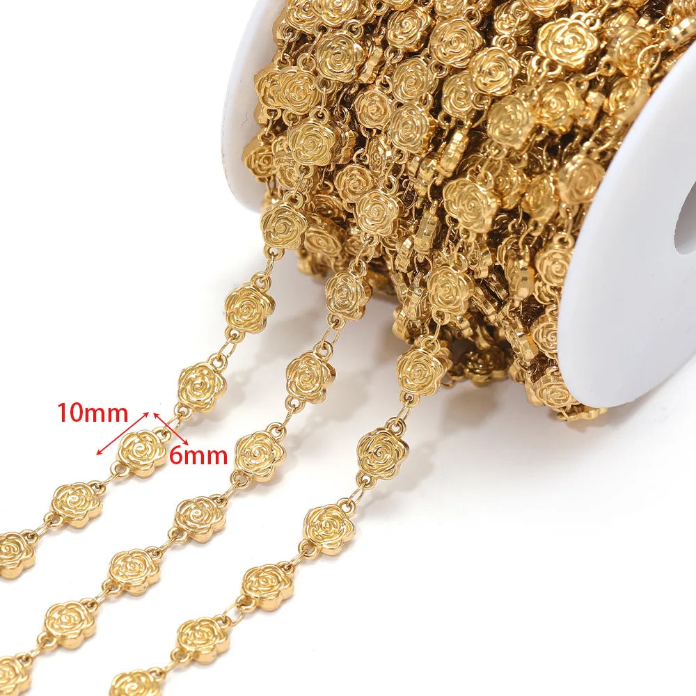 D866 New Gold Plated Stainless Steel Chain Flower Clover Leaf Shape Waterproof Chain for Necklace Bracelet Diy