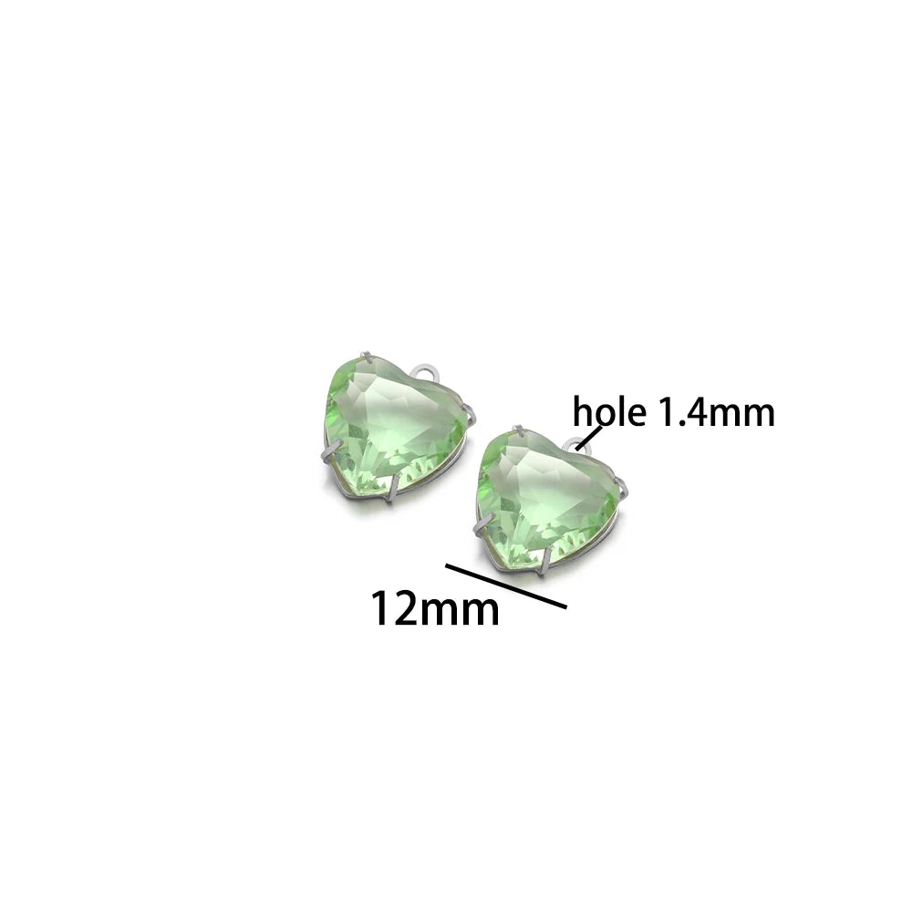 Love Charm 304 Stainless Steel 18k Gold Plated 12mm Heart Crystal Charm Pendant for Jewelry Necklace Making