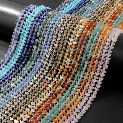 Wholesale Flat Moon Shaped Quartz Gemstone Beads, Amethyst Lapis Lauzli 4x6mm 5x8mm Stone Beads for DIY Jewelry Making, 38CM