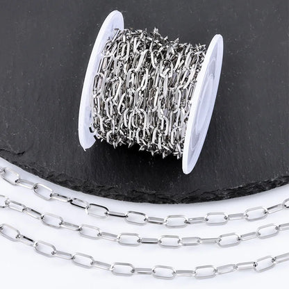 D397 High Quality Semi-Finished Waterproof Stainless Steel Rectangle Link Paperclip Cross Chain for Jewelry Necklace Making