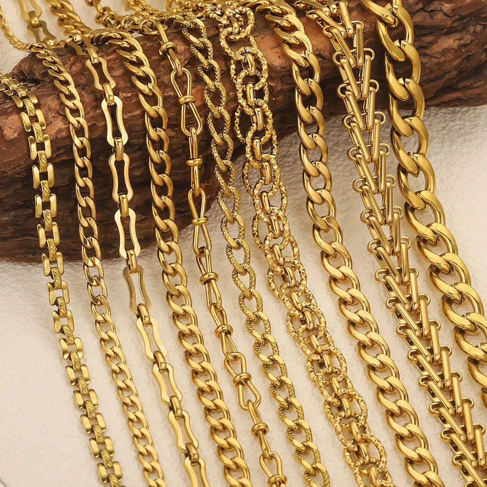 D378 Chunky Twisted Cuban Chain Chocker Gold Silver Black Gun Plated Stainless Steel Snake Rope Chain Jewelry for Men