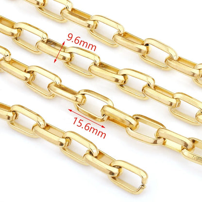 D055 Fashion PVD Gold Plated Necklace Bracelet Chain Stainless Steel Link Roll Chain Wholesale