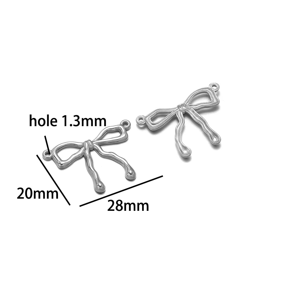 New Handmade DIY Jewelry Accessories 18k Gold Plated Stainless Steel Pearl Bowknot Charm Pendant for Women Jewelry Making