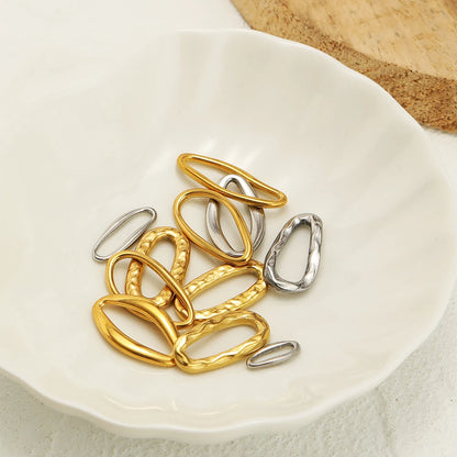 18K Gold Plated 304 Stainless Steel O-Shape Lip-shape Irregular Oval Charm Pendant for Necklace Supplies Bracelet Jewelry