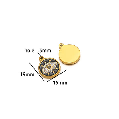 Design Dainty Enamel Eye Stainless Steel 18K Gold Plated Zircon Eyes Charm Pendant for Jewelry Earring Necklace Making