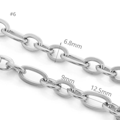 E235 Trunk Gold Silver Chain Waterproof Stainless Steel Chains Paper Clip Chains for Jewelry Custom Diy