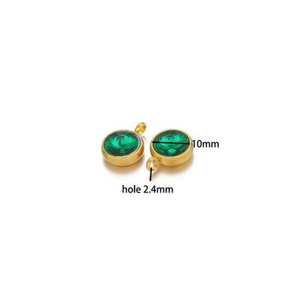 1bag 18K Gold Plated 304 Stainless Steel 10mm Round Crystal Zircon Charm Pendant for Necklace Earrings Making Accessories
