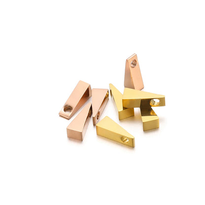 No Fade Stainless Steel Gold  Plated Charm Triangle-Shape Charm Pendant for Handmade Jewelry Necklace Making
