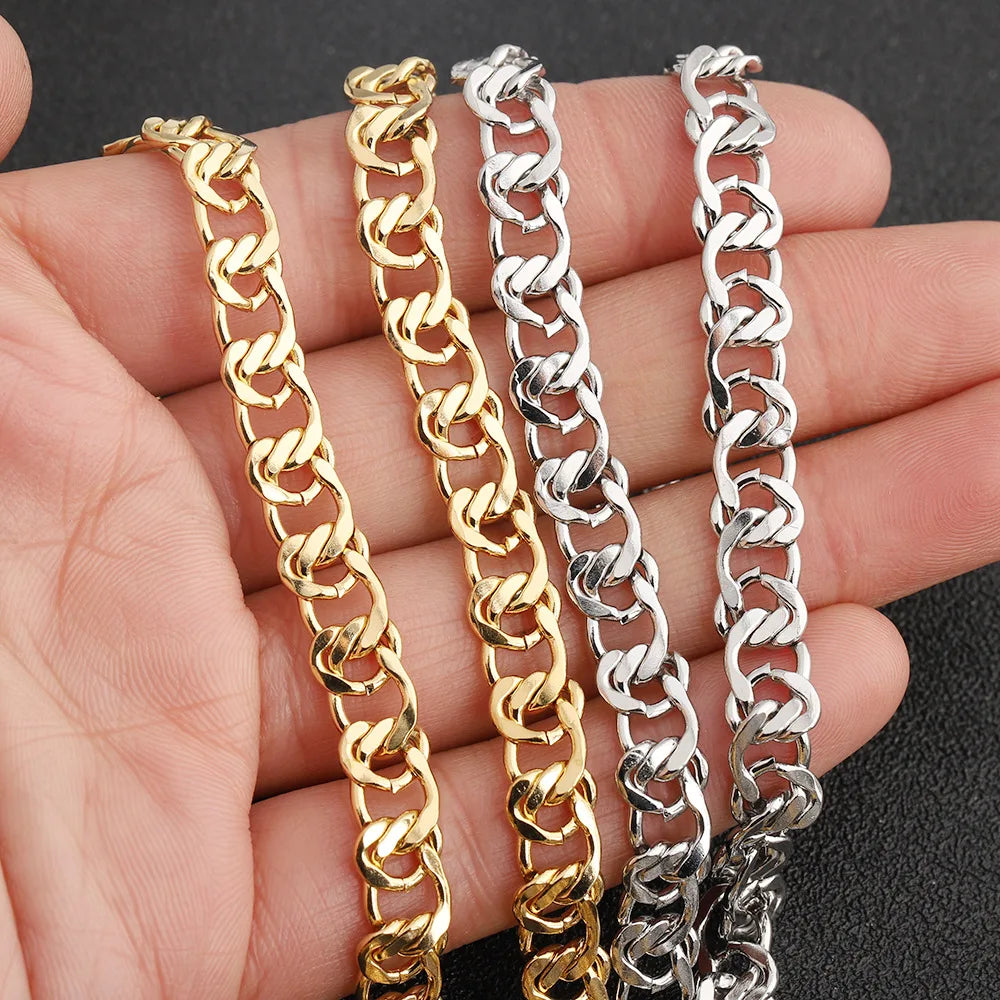 D494 High Quality Necklace Making Chain Heart Stainless Steel Gold Silver Plated Bulk Roll Chain for Diy