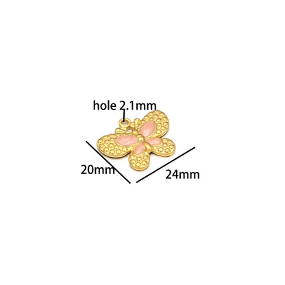 Hot Trendy 304 Stainless Steel 18k Gold Enamel Butterfly Charms Pendant for Jewelry Necklace Making Accessories