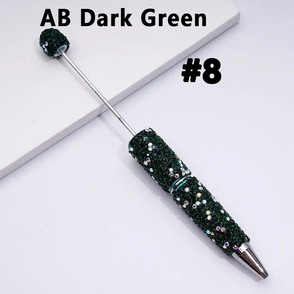 Full Rhinestone Beadable Clay Ballpoint Pens - DIY Beaded Plastic Pen for School Office Gift