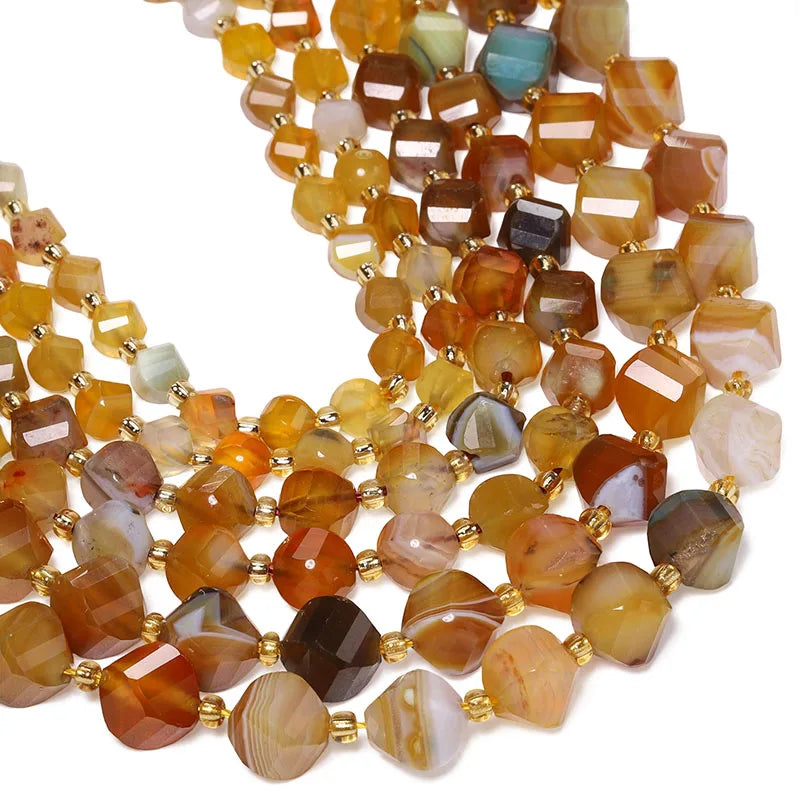 Faceted Helix Twisted 6mm 8mm 10mm Jade Agate Gemstone Beads, Cut Stone Obsidian Rose Quartz Bead for DIY Jewelry Making 18CM