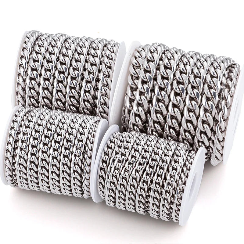 D400 No Tarnish Stainless Steel Jewelry Chain Diy Necklace Bracelet Cuban Thick Chain Hip Hop Accessories