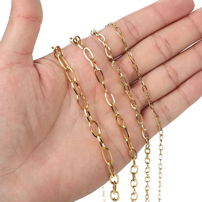 A1904 Hot Selling Paper Clip Chain Bulk Stainless Steel Necklace Bracelet Jewelry Making Chain for Diy Making