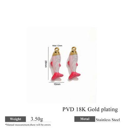 304 Stainless Steel Enamel Small Fish Pendants Multiple Styles Colorful Cartoon-shaped Charms DIY Necklaces