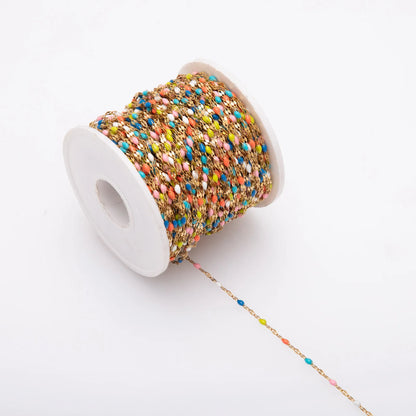 B4254 INS Stainless Steel Roller Chain Colorful Enamel Charm Connector Chain Waterproof Chains Making