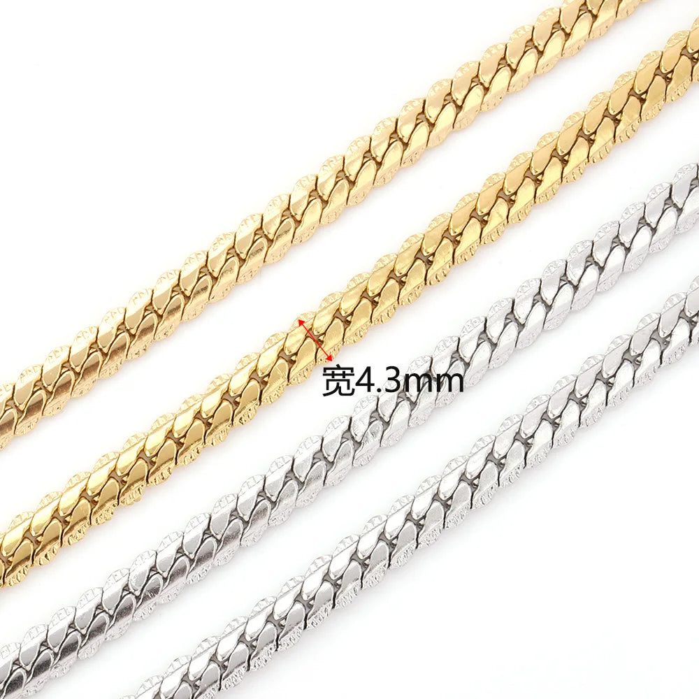 B1583 Twist Necklace Chain Gold Silver Plated Stainless Steel Cuban Chain for Permanent Jewelry Chain