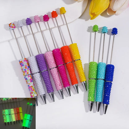 Plastic Candy Neon Color Luminous Jelly for Pen Full Wrap Sparkling Rhinestones Durable DIY for Ballpoint Pen