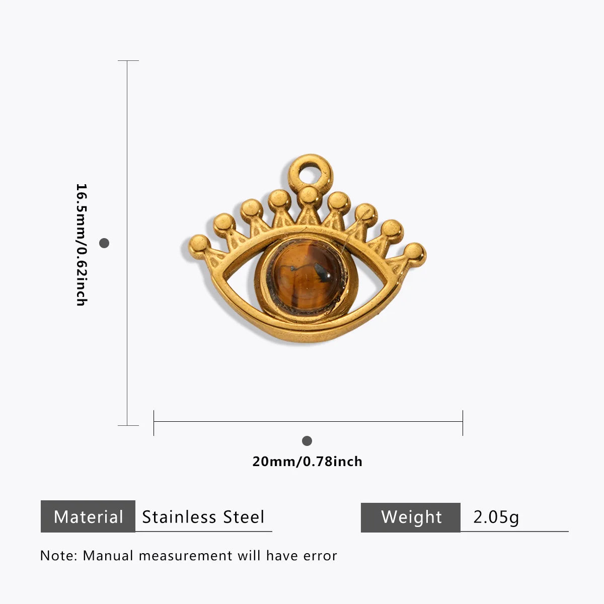Vintage Handmade DIY Stainless Steel Gold Plated Tiger Eye Stone Charm Pendant for Necklace Jewelry Making