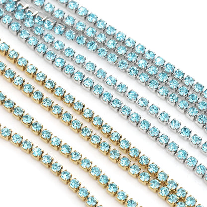 D611 Wholesale Crystal Rhinestones Claw Chain Shiny Tennis Bulk Stainless Steel Chains for Shoes Cloth Jewelry Bag Decoration