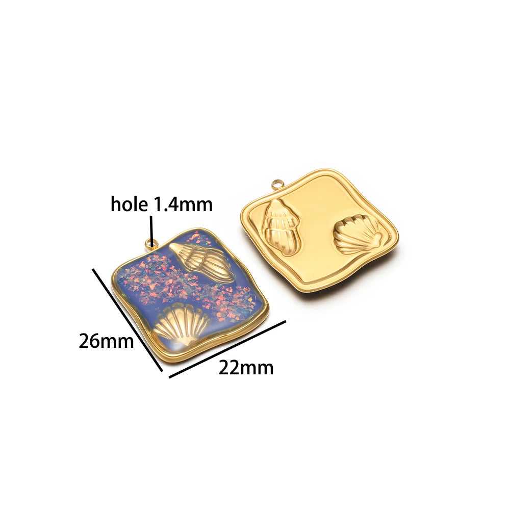 Exquisite Stainless Steel 18k Gold Plated Enamel Sea Turtle Sea Horse Charm Pendant for Jewelry Necklace Making