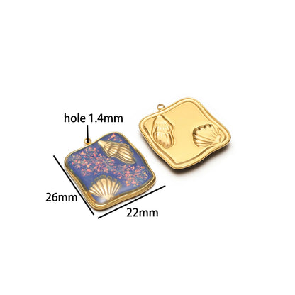 Exquisite Stainless Steel 18k Gold Plated Enamel Sea Turtle Sea Horse Charm Pendant for Jewelry Necklace Making