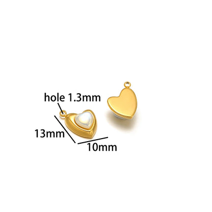 Wholesale 18k Gold Plated Stainless Steel Drip-oil Heart Coconut Tree Square Conch Charm Pendant for Women Jewelry Making