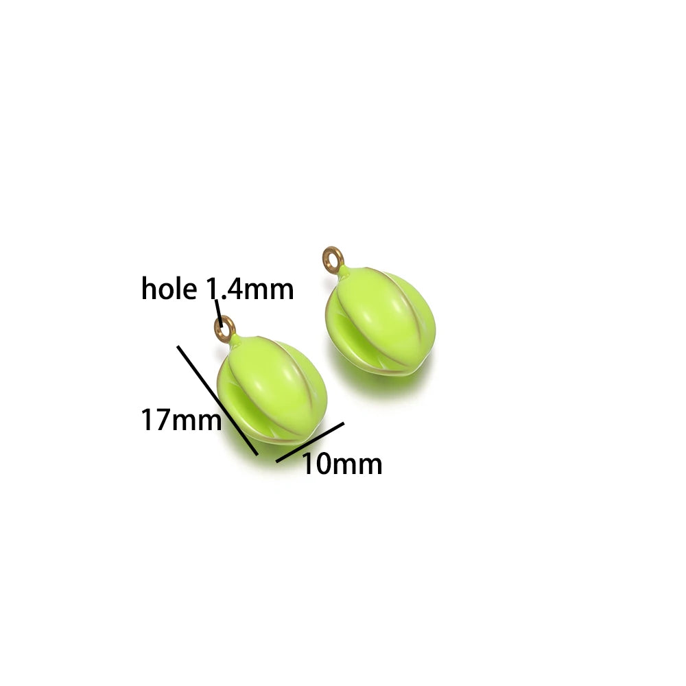 Fruit Series Charm Stainless Steel 18k Gold Plated Oil Drop Strawberries Pineapples Pumpkins Pendant for Jewelry Necklace Making