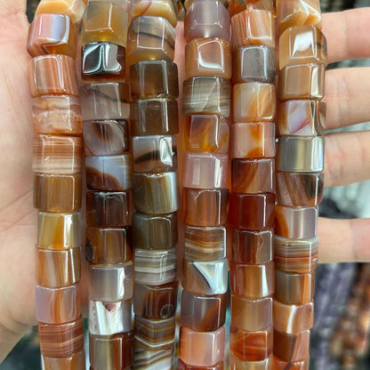 Natural Hexagon Prisms Stone Gemstone Irregular Bead, Hexagonal Rondelle Rondel Beads for DIY Jewelry Making 10x14mm, 19-20cm 8"