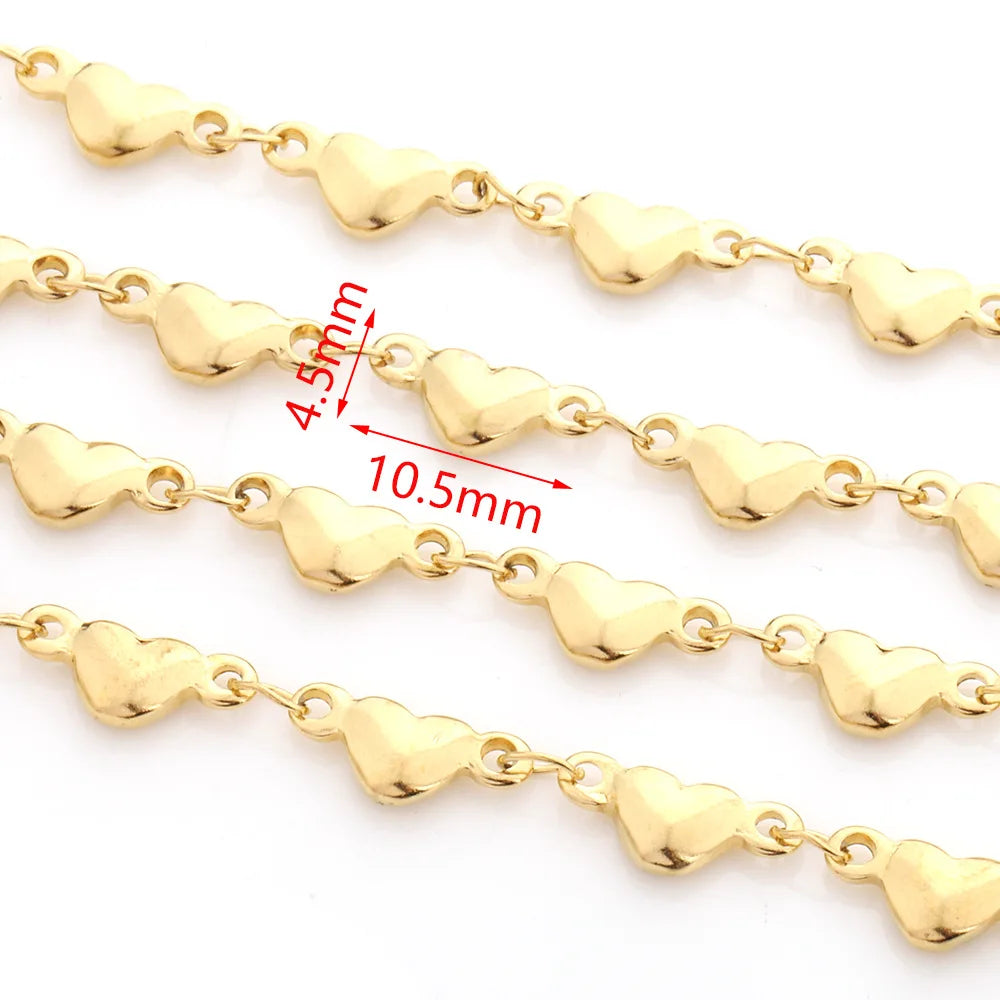 D056 Trendy Stainless Steel Chain 18k Gold Silver Plated Heart Necklace Bracelet Making Roller Chain