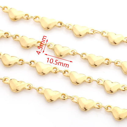 D056 Trendy Stainless Steel Chain 18k Gold Silver Plated Heart Necklace Bracelet Making Roller Chain