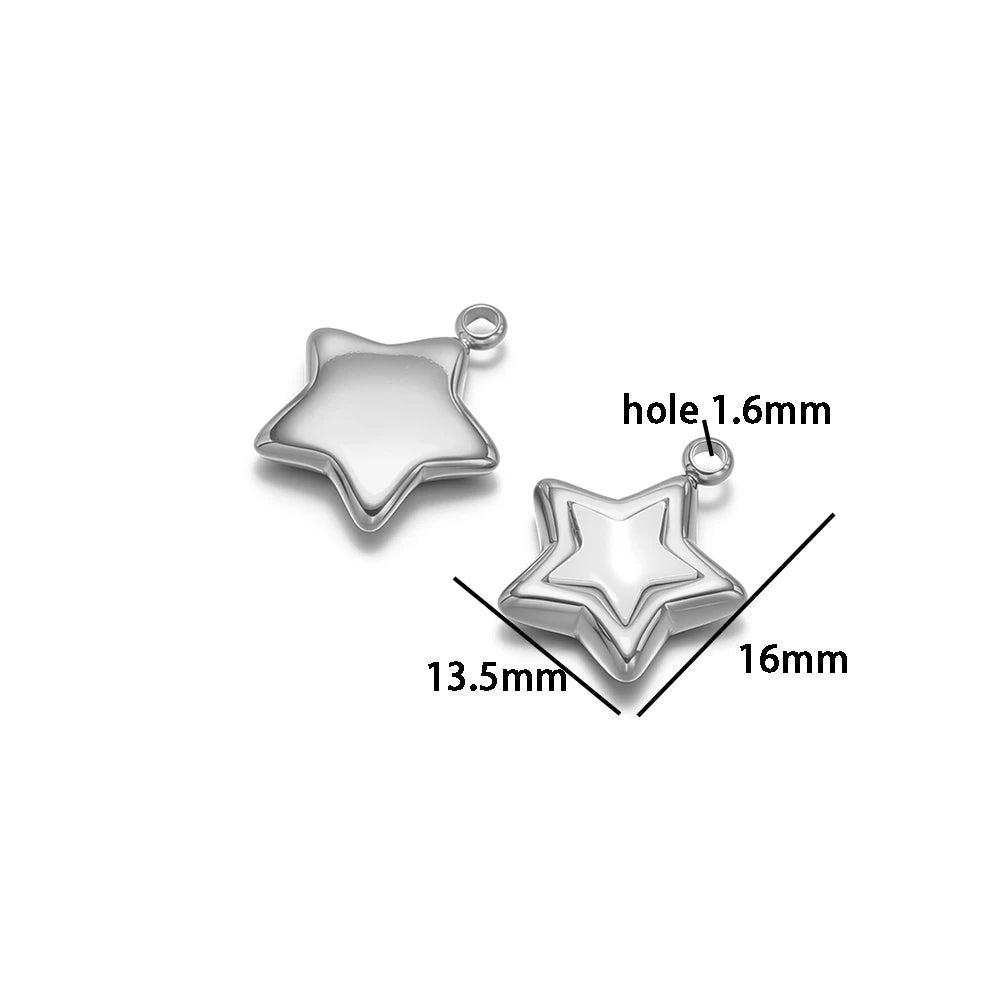Fashion 18k Gold Plated Stainless Steel Enamel Star Moon Sector Water Drop Charm Pendant for DIY Necklace Jewelry Making
