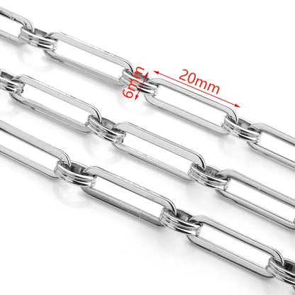 No Fade Embossing Paper Clip Chain Waterproof Stainless Steel Chain Jewelry Chain for Bracelet Necklace