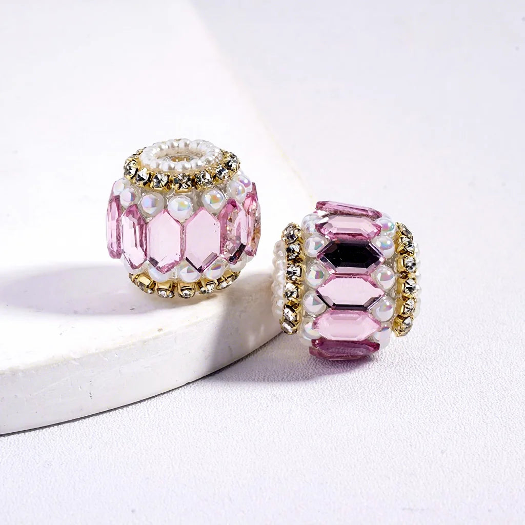 Round Acrylic Plastic Lucite Rhinestone Beads with White Pearl Clear Chains for Pen Keychain Making