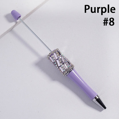 Ballpoint Pens with Oblique-Stripe and Rectangular Rhinestone Chains Plastic Material Multi-Color for Welcome Gifts