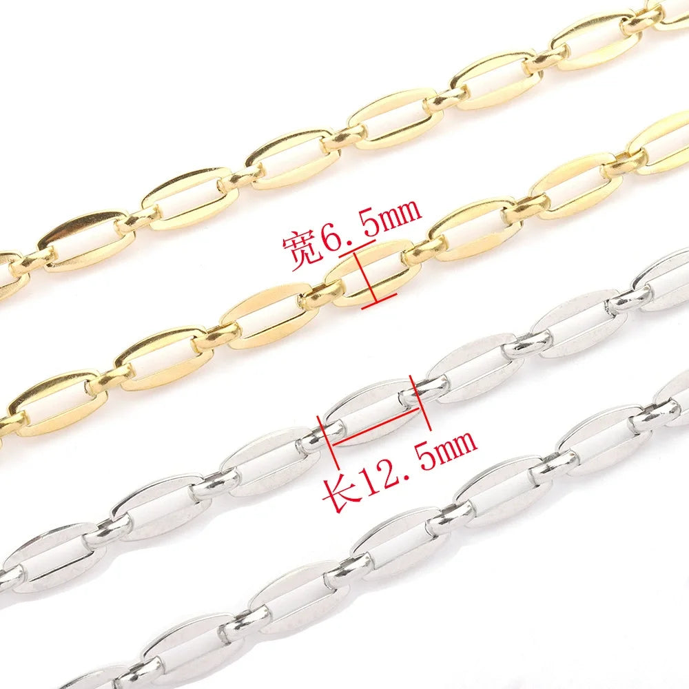 B332 High Quality Gold Plating Necklace Jewelry Chain Gold Paper Clip Chain Jewelry Findings Components
