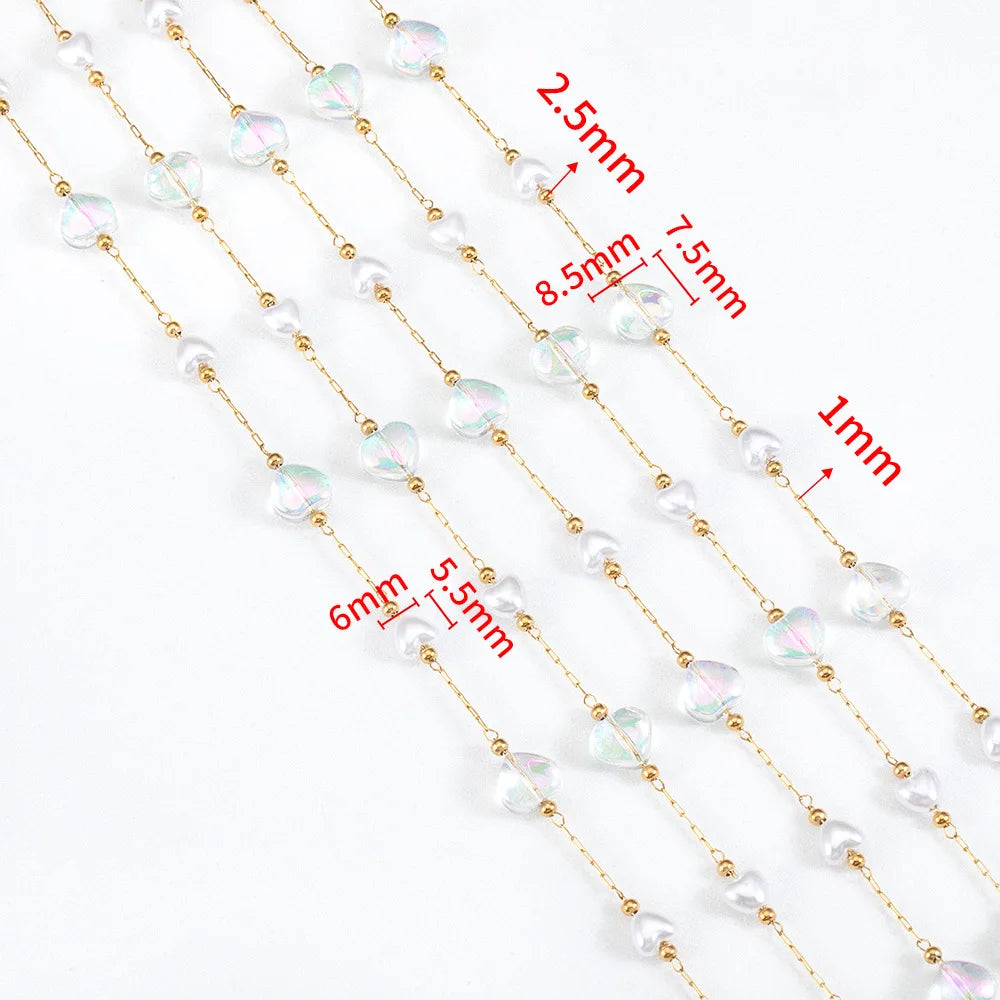 B4855 18k Gold Chain Vacuum Stainless Steel Heart Charm Chain Chains for Jewelry Diy