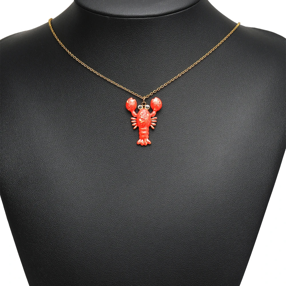 High Quality Jinrou 18K Gold Plated Stainless Steel Enamel Lobster Shape Pendant Findings for Necklace Earrings Jewelry Making