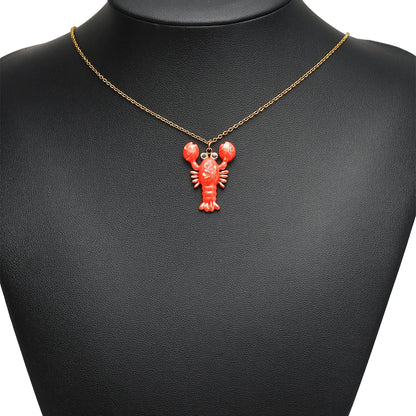 High Quality Jinrou 18K Gold Plated Stainless Steel Enamel Lobster Shape Pendant Findings for Necklace Earrings Jewelry Making
