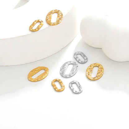 Wholesale Stainless Steel Gold Plated  Embossing Oval Slice Charms Pendants Necklace Connectors for Jewelry Necklace Making