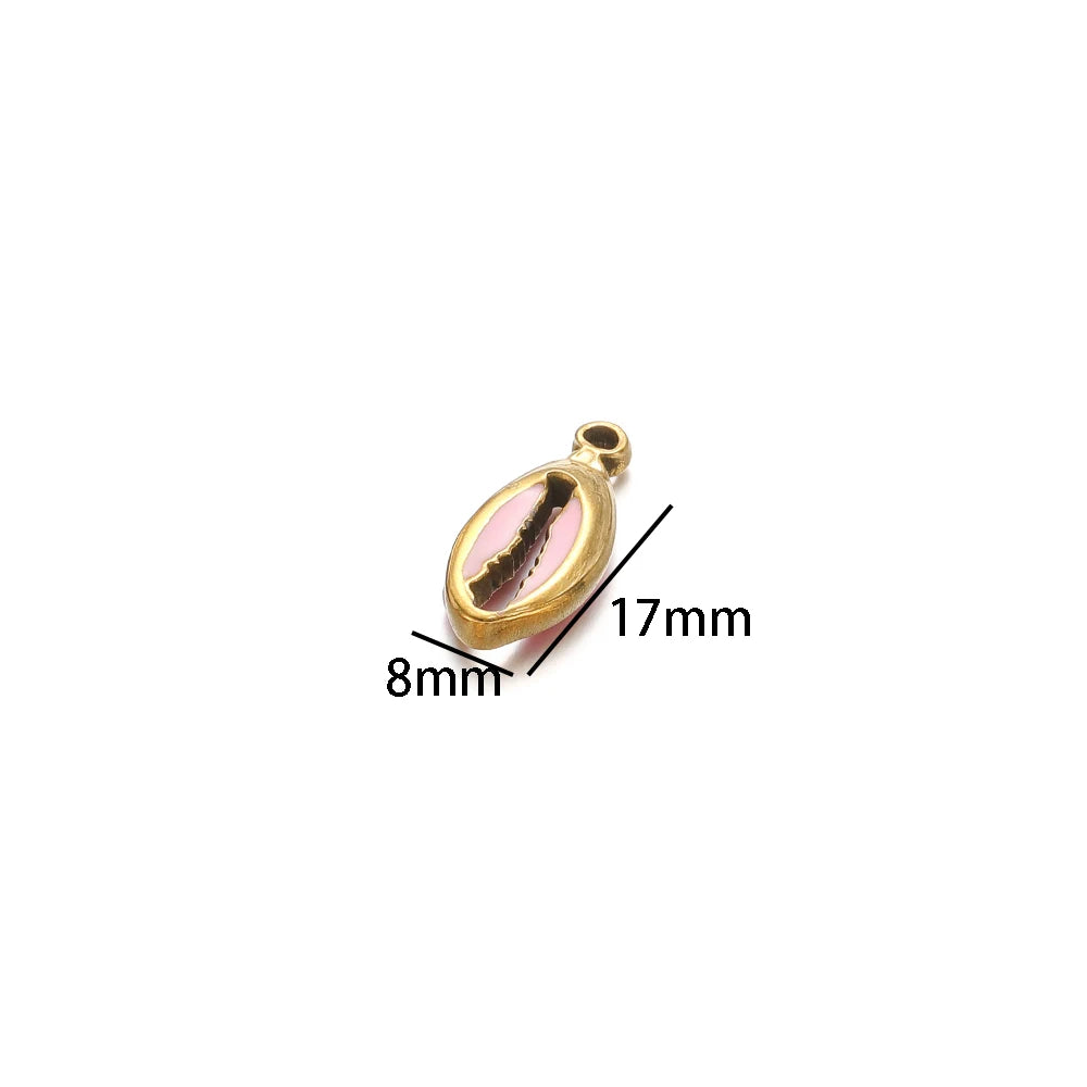 Hot Sale Retro Stainless Steel Gold Plated Colorful Drip-oil Conch Shell Starfish Charm Pendant for Jewelry Making Accessories