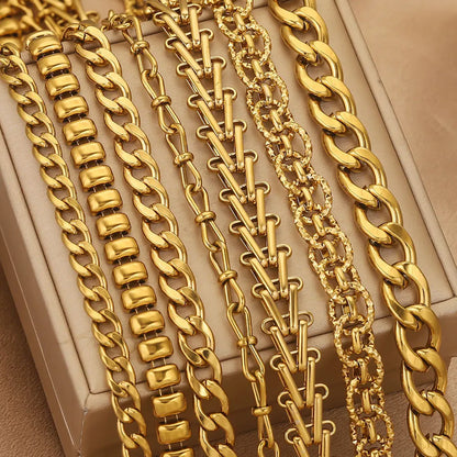 D378 Chunky Twisted Cuban Chain Chocker Gold Silver Black Gun Plated Stainless Steel Snake Rope Chain Jewelry for Men