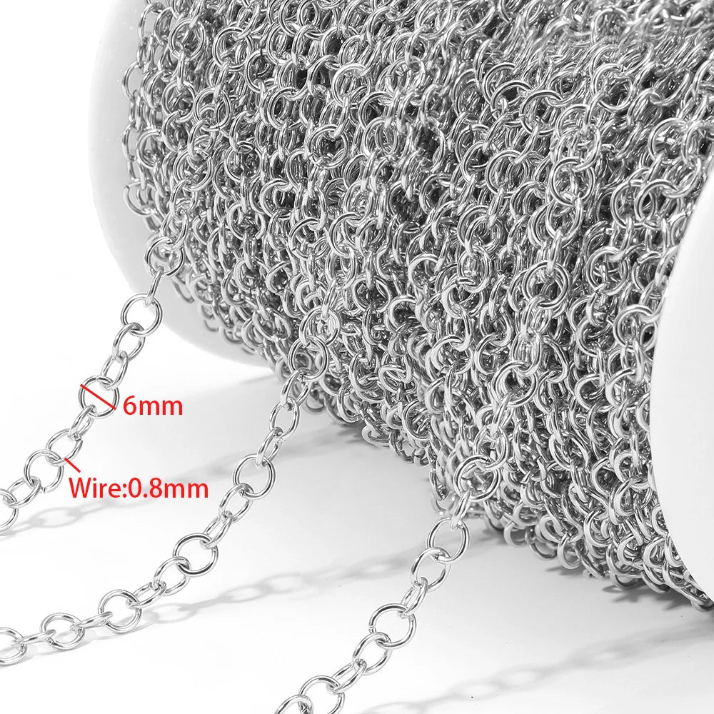 E612  Fashion Stainless Steel Roller Chain Cross Chain Extended O Chain for Jewelry Making