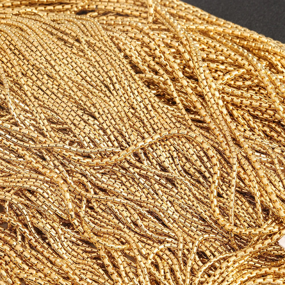 D383 Non Tarnish Stainless Steel Chain Bulk Roll 18k Gold Plated Necklace Bracelet Anklet Making Diy Chain