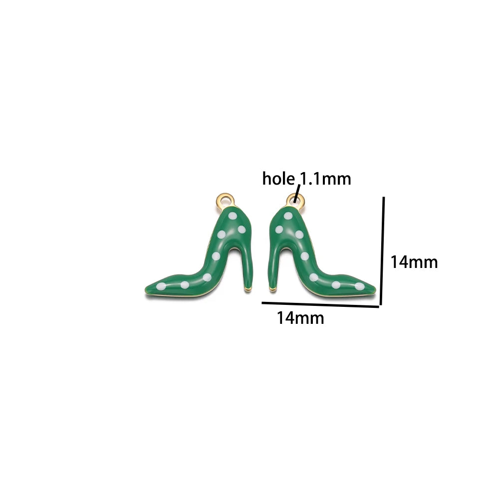 Candy Color Pendant Stainless Steel 18k Gold Plated Oil Drop High Heel Shoes Shape Charm Pendant for Jewelry Necklace Making