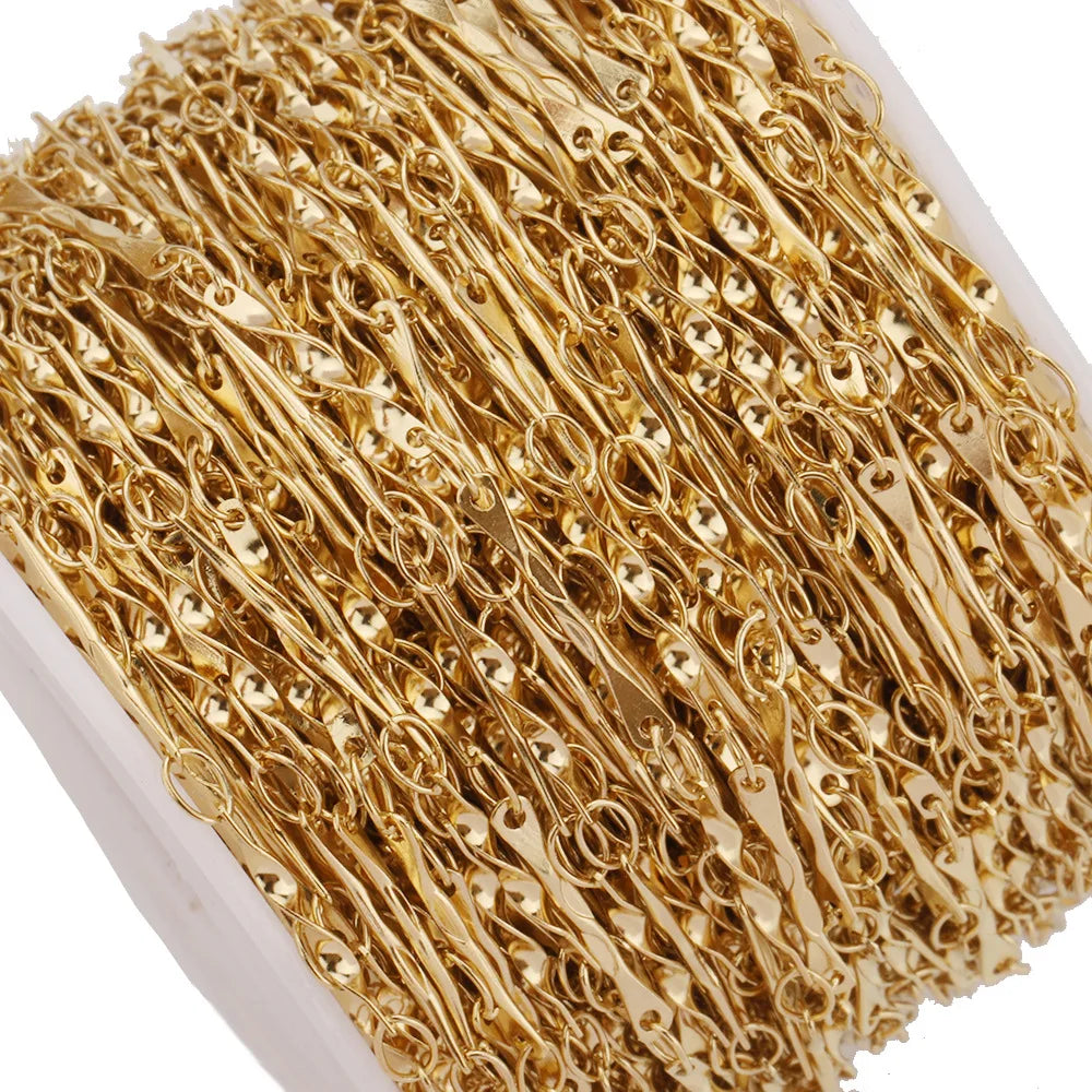 B4790 Waterproof Stainless Steel Chain 18k Gold Pressed Chain Bulk Chain for Jewelry