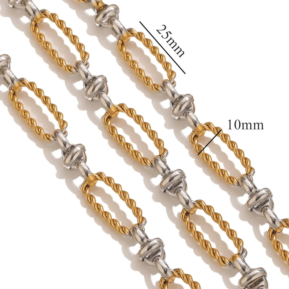 D245 High Quality Unique Two Colors Chain Silver Gold Plated Bulk Necklace Bracelet Making Link Chain Wholesale